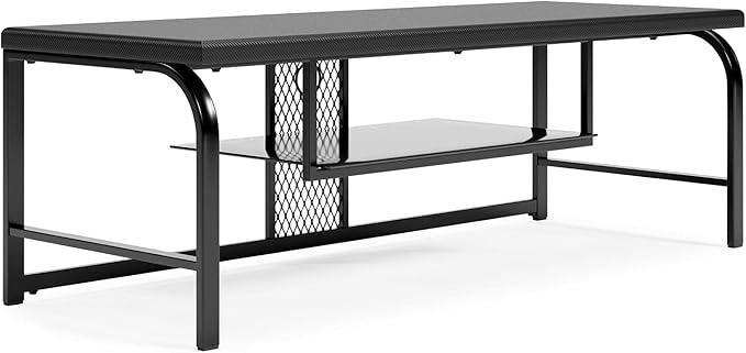 Signature Design by Ashley Lynxtyn TV Stand with Convenient Cord Management Fits TVs up to 48", Black - LeafyLoom