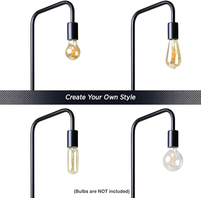 O’Bright Industrial Floor Lamp for Living Room, 100% Metal Lamp, UL Certified E26 Socket, Minimalist Design for Decorative Lighting, Stand Lamp for Bedroom/Office/Dorm, ETL Listed (Black) - LeafyLoom