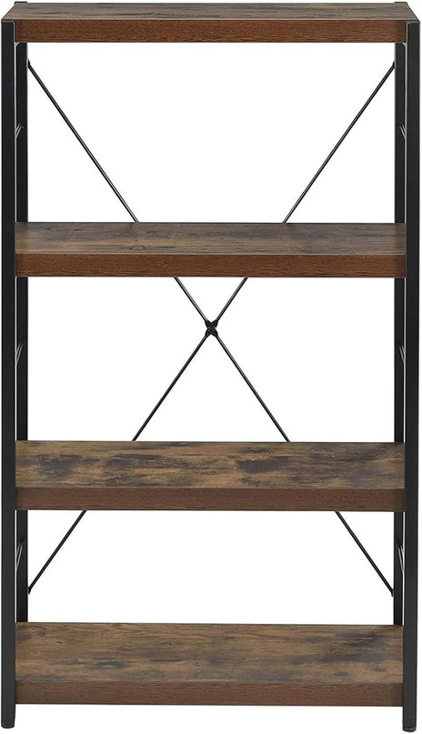 Acme Bob 4 Shelf Wooden Bookcase in Weathered Oak - LeafyLoom