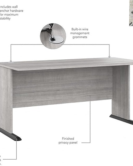 Bush Business Furniture Studio A 60-inch W Computer Desk, Platinum Gray (SDD160PG) - LeafyLoom