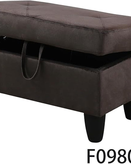 L-Shaped Sectional Couches with 66.5'' Chaise Lounge & Storage Ottoman Modular Room Sofas for Home Office Apartment, Large Living Furniture, 97'' Right Hand Facing, Espresso Flannel - LeafyLoom