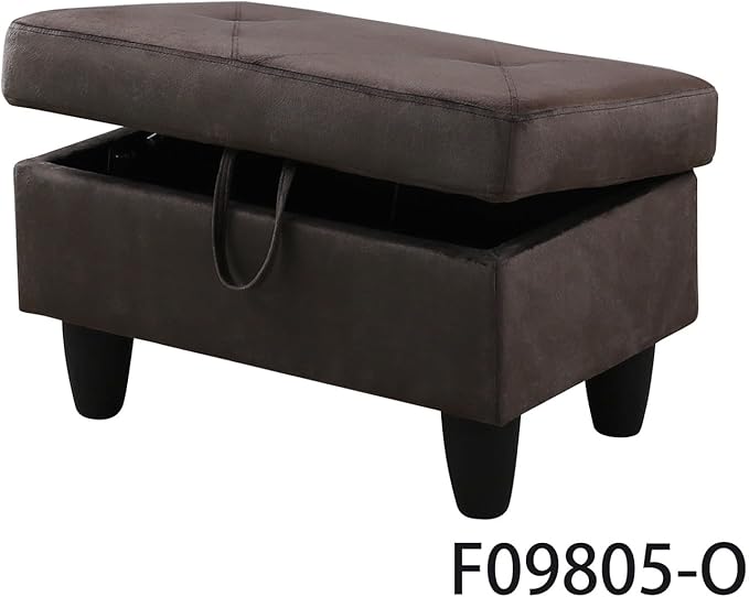 L-Shaped Sectional Couches with 66.5'' Chaise Lounge & Storage Ottoman Modular Room Sofas for Home Office Apartment, Large Living Furniture, 97'' Right Hand Facing, Espresso Flannel - LeafyLoom