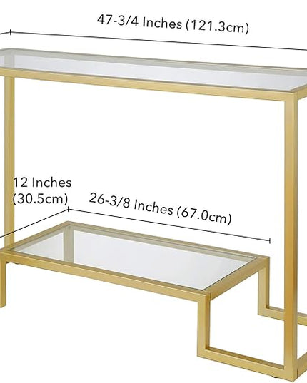 Henn&Hart 47.75" Wide Rectangular Console Table in Brass, Entryway Table, Accent Table for Living Room, Hallway - LeafyLoom