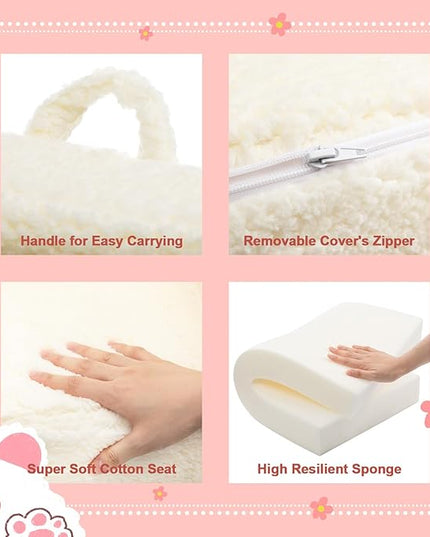 ALIMORDEN Kids Ultra-Soft Snuggle Foam Filled Chair, Toddler Cuddly Sherpa Reading Couch for Boys and Girls, Cream - LeafyLoom