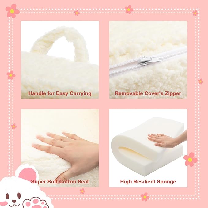 ALIMORDEN Kids Ultra-Soft Snuggle Foam Filled Chair, Toddler Cuddly Sherpa Reading Couch for Boys and Girls, Cream - LeafyLoom