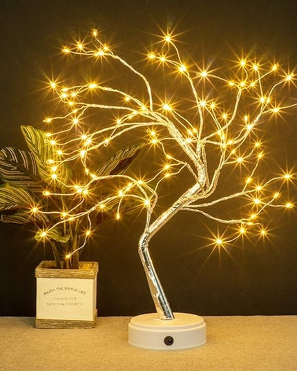 Lake Industries 20" LED Firefly Tree Lights | Bonsai - Bedroom, Desk Top, Table Lamp Decoration | USB/Battery Operated | Touch Switch | DIY Adjustable Branches | Home Party Holiday | Warm Lighting - LeafyLoom
