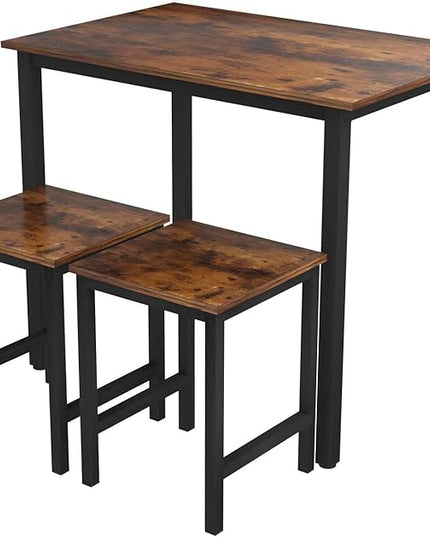 DKLGG 3 Pieces Dining Table Set, Space Saving Kitchen Table and Chairs Set for 2, Small Dining Table and Chairs for 2 Perfect for Breakfast Nook, Living Room, Apartment - LeafyLoom