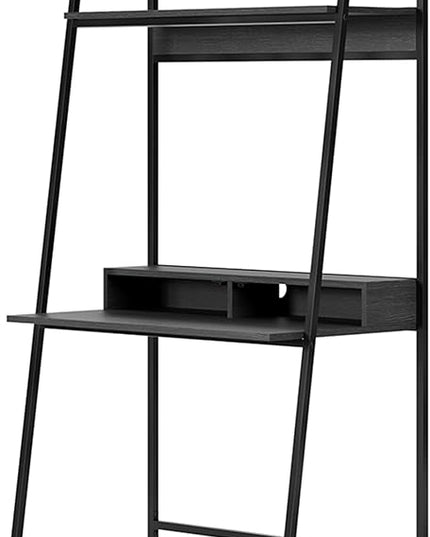 Signature Design by Ashley Yarlow Modern Home Office Writing Desk with Shelf, Black - LeafyLoom