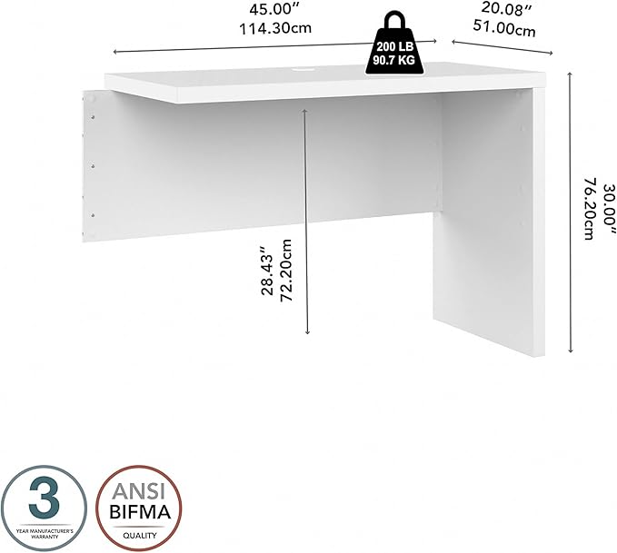 Bush Business Furniture Echo Desk Return/Bridge, Pure White - LeafyLoom