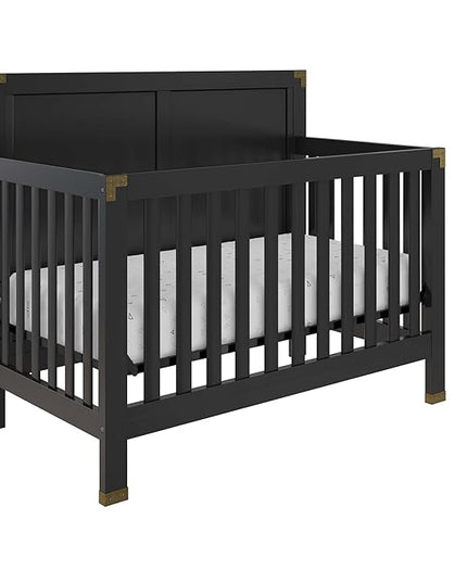 Baby Relax Miles 5-in-1 Convertible Crib, Solid Pine Wood, Black - LeafyLoom