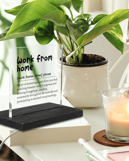 Work From Home Definition, Work From Home Gifts, Home Office Decor, Desk Coworker Gifts for Women Men Office Work Bestie Gifts for Women YTZ78 - LeafyLoom