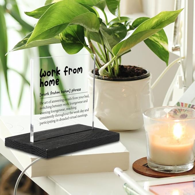 Work From Home Definition, Work From Home Gifts, Home Office Decor, Desk Coworker Gifts for Women Men Office Work Bestie Gifts for Women YTZ78 - LeafyLoom