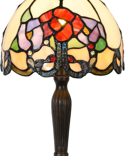 Tiffany Lamp Rose Flowers Design Stained Glass Table Lamp for Living Room Bedroom Bedside Nightstand Home Office - LeafyLoom