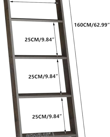 IBUYKE 5-Tier Blanket Ladder Shelf,Ladder Rack for Storage and Decor,Wooden Blanket Holder with Hooks,Easy Assembly for Bedroom,Rustic Brown TTR006G - LeafyLoom