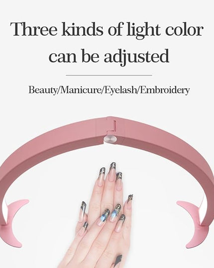 Yoidesu Half Moon Nail Desk Lamp, 27.5inch 3200K to 5600K Dimmable LED Lash Light 40W 320LED 2000LM Beauty Light for Skincare Eyebrows Nail Art Tattoo Facial Spa, Adjust Brightness - LeafyLoom