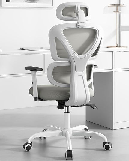 Sytas Ergonomic Office Chair, High Back Computer Desk Chair with Lumbar Support and Adjustable Headrest, Executive Swivel Chair for Home Office, Tilt Function - LeafyLoom