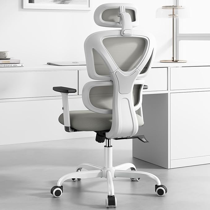Sytas Ergonomic Office Chair, High Back Computer Desk Chair with Lumbar Support and Adjustable Headrest, Executive Swivel Chair for Home Office, Tilt Function - LeafyLoom