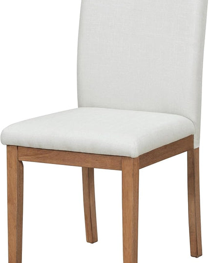 47.2" Round Marble Dining Table Set with Wood Pedestal Base and 4 Upholstered Chairs for Kitchen Living Room, Classic Farmhouse Style, White+Walnut, 47.2" L x 47.2" W x 30" H - LeafyLoom