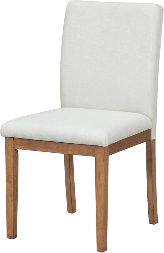 47.2" Round Marble Dining Table Set with Wood Pedestal Base and 4 Upholstered Chairs for Kitchen Living Room, Classic Farmhouse Style, White+Walnut, 47.2" L x 47.2" W x 30" H - LeafyLoom