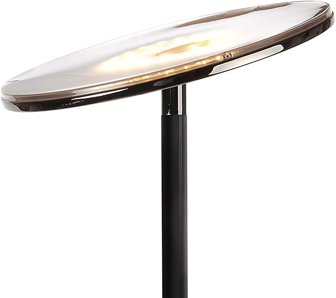 Brightech Sky LED Floor lamp, Torchiere Super Bright Floor Lamp for Living Rooms & Offices - Dimmable, Tall Standing Lamp for Bedroom Reading - Black Chrome - LeafyLoom