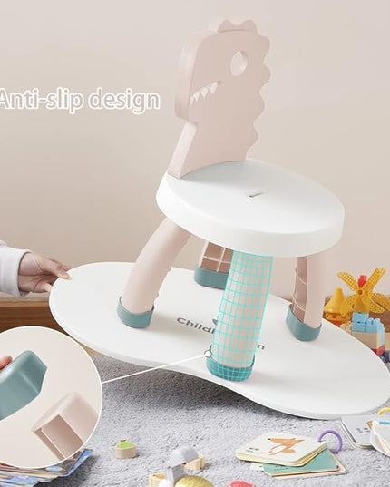 Toddler Chair,Plastic Kids Dino Chair,Sturdy Durable and Lightweight Toddler's Activity Chairs,Anti-Slip Ergonomic Design kids step stool,Indoor or Outdoor Use for Boys Girls Aged 2+ (Pink) - LeafyLoom