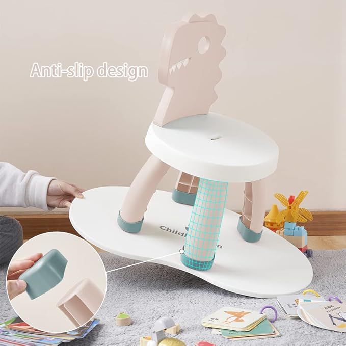 Toddler Chair,Plastic Kids Dino Chair,Sturdy Durable and Lightweight Toddler's Activity Chairs,Anti-Slip Ergonomic Design kids step stool,Indoor or Outdoor Use for Boys Girls Aged 2+ (Pink) - LeafyLoom