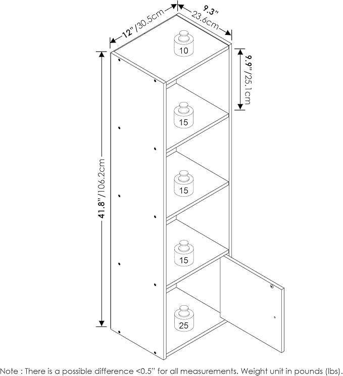Furinno Luder Shelf Bookcase with 1 Door Storage Cabinet, French Oak - LeafyLoom