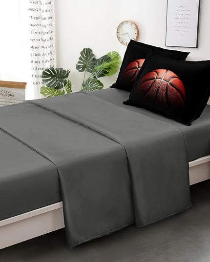 Teenage Boy Bedding Sets Twin 4 Pieces Basketball Comforter Set for Boys Twin Size Bed in a Bag Set, Basketball Bedding Twin, Red Black - LeafyLoom