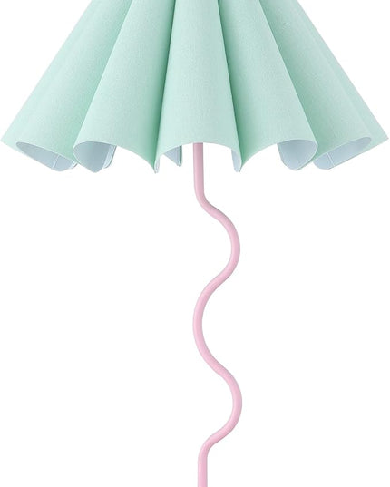 Table Lamp for Bedroom Nightstand Modern Touch Green Pink Lamp Dimmable Lamp for Living Room End Table with USB Port and Outlet - LeafyLoom