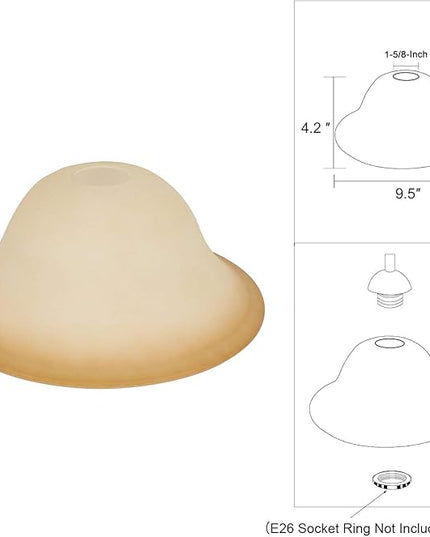 Giluta Small Floor Lamp Glass Shade Replacement Globe -Fitting Opening 1.625" Elegant Style Small Light Fixture Shade, Height: 4.13 inch (105mm), Width: 9.45 inch (240mm). Lipless - LeafyLoom