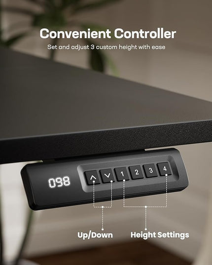 Marsail TZESD11BJZ Electric Standing Desk, 5524 Inch, Black-with light - LeafyLoom