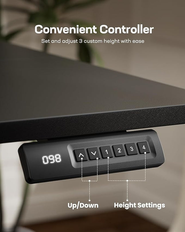Marsail TZESD11BJZ Electric Standing Desk, 5524 Inch, Black-with light - LeafyLoom