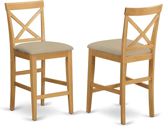 East West Furniture Pub 5 Piece Counter Height Set Includes a Square Dinette Table and 4 Linen Fabric Kitchen Dining Chairs, 36x36 Inch, Oak - LeafyLoom