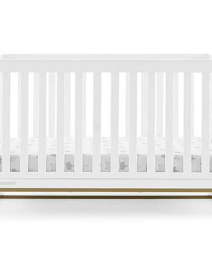 Delta Children Jade 4-in-1 Convertible Crib - Greenguard Gold Certified, Bianca White/Bronze - LeafyLoom