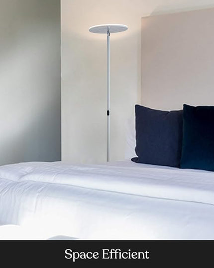 Brightech Sky Flux Dimmable LED Floor Lamp – Super Bright Floor Lamp for Living Room and Offices – Torchiere Standing Lamp with 3 Light Options, Tall Lamp for Bedroom Reading and More - White - LeafyLoom