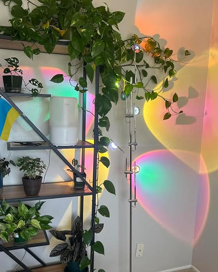 Unique 5 Multi Head Sunset Lamp Projector LED Corner Floor Lamps for Live Ambient Lighting in Living Rooms, Bedrooms, Dining Rooms and Bars - LeafyLoom