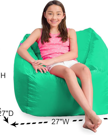 Posh Creations Structured Comfy Bean Bag Chair for Gaming, Reading, and Watching TV, Coronado Chair, Microsuede - Tide Pool - LeafyLoom
