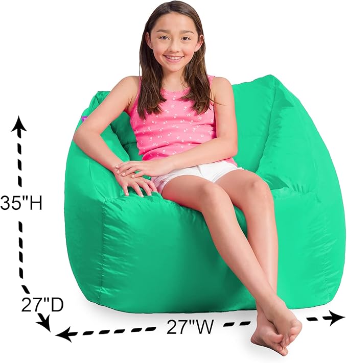 Posh Creations Structured Comfy Bean Bag Chair for Gaming, Reading, and Watching TV, Coronado Chair, Microsuede - Tide Pool - LeafyLoom