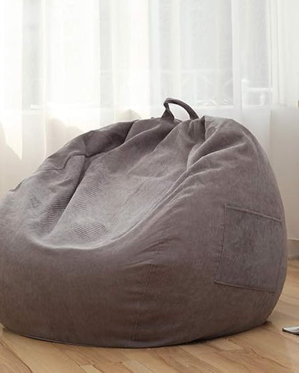 Stuffed Animal Storage Bean Bag Chair Cover (No Filler) for Kids and Adults.Soft Premium Corduroy Stuffable Beanbag for Organizing Children Plush Toys or Memory Foam Extra Large 300L (Grey) - LeafyLoom