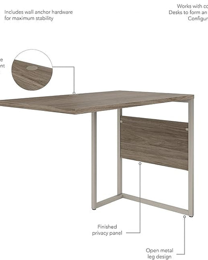 Bush Business Furniture Hybrid Desk Return/Bridge, 42W x 24D, Modern Hickory - LeafyLoom