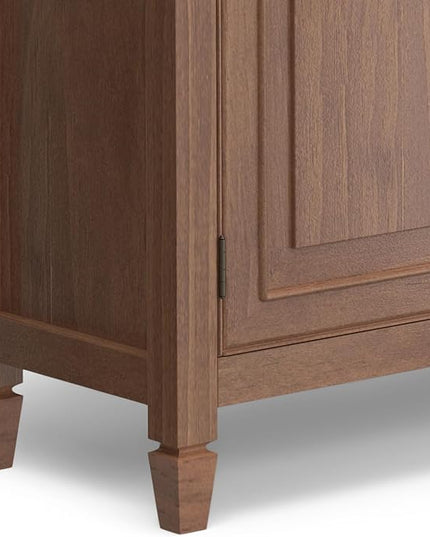 SIMPLIHOME Connaught Solid Wood 40 Inch Wide Traditional Entryway Storage Cabinet in Medium Saddle Brown, for The Living Room, Entryway and Family Room - LeafyLoom