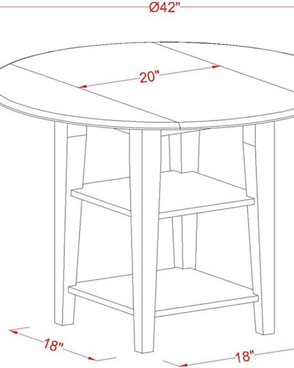 East West Furniture SUPF5-BCH-C 5 Piece Kitchen Set Includes a Round Table with Dropleaf & Shelves and 4 Linen Fabric Dining Room Chairs, 42x42 Inch, Black & Cherry - LeafyLoom