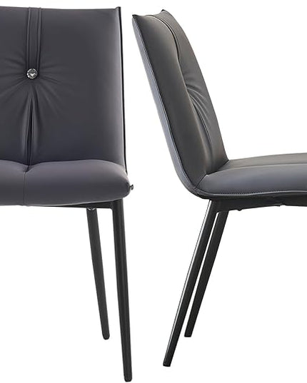 YOUTASTE Dining Chairs Set of 2 Mid Century Modern Upholstered Leather Kitchen Chairs Soft Padded Side Chairs with Metal Legs for Living Room Bedroom, Blueberry Purple - LeafyLoom