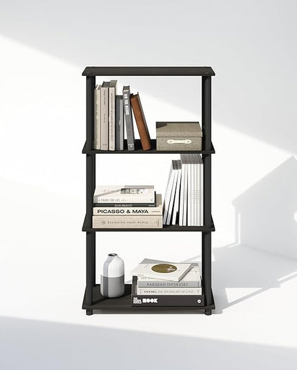 Furinno Turn-N-Tube 4-Tier Multipurpose Shelf Display Rack, Shelving Unit, Bookcase, Espresso/Black - LeafyLoom