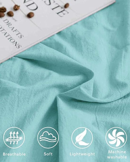ETDIFFE Turquoise Queen Size Comforter, 3 Piece Aesthetic Modern Teal Bedding Set - Soft & Lightweight All Season Microfiber Down Alternative Bed Comforter with 2 Pillow Shams for Women Men - LeafyLoom