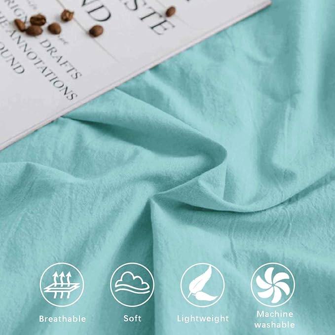 ETDIFFE Turquoise Queen Size Comforter, 3 Piece Aesthetic Modern Teal Bedding Set - Soft & Lightweight All Season Microfiber Down Alternative Bed Comforter with 2 Pillow Shams for Women Men - LeafyLoom