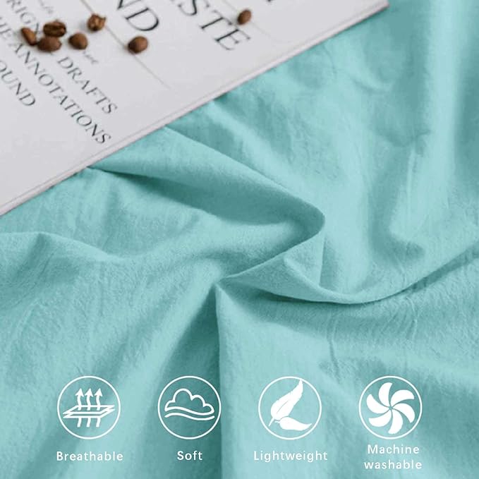 ETDIFFE Turquoise King Size Comforter, 3 Piece Aesthetic Modern Teal Bedding Set - Soft & Lightweight All Season Microfiber Down Alternative Bed Comforter with 2 Pillow Shams for Women Men - LeafyLoom