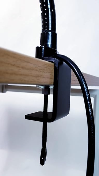 MOFFATT LED Desk Lamp with Clamp, 18" Articulating Flexible Gooseneck Arm, Ultra Bright Mountable LED Task Light, Work Lamp, 100 Watts, 1690 Raw Lumens, 95031, Black (Made in USA) - LeafyLoom