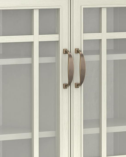 SIMPLIHOME Connaught Low Storage Cabinet, 46 inch, Antique White - LeafyLoom