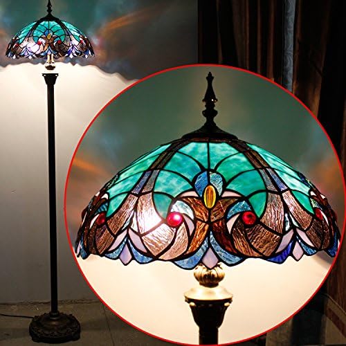 WERFACTORY Tiffany Floor Lamp Base Only, for 16-24 Inch Stained Glass Lampshade Height 64 Inch Bronze Finished Resin Base Antique Standing Lighting Base Replacement Only Wide 11 Inch - LeafyLoom